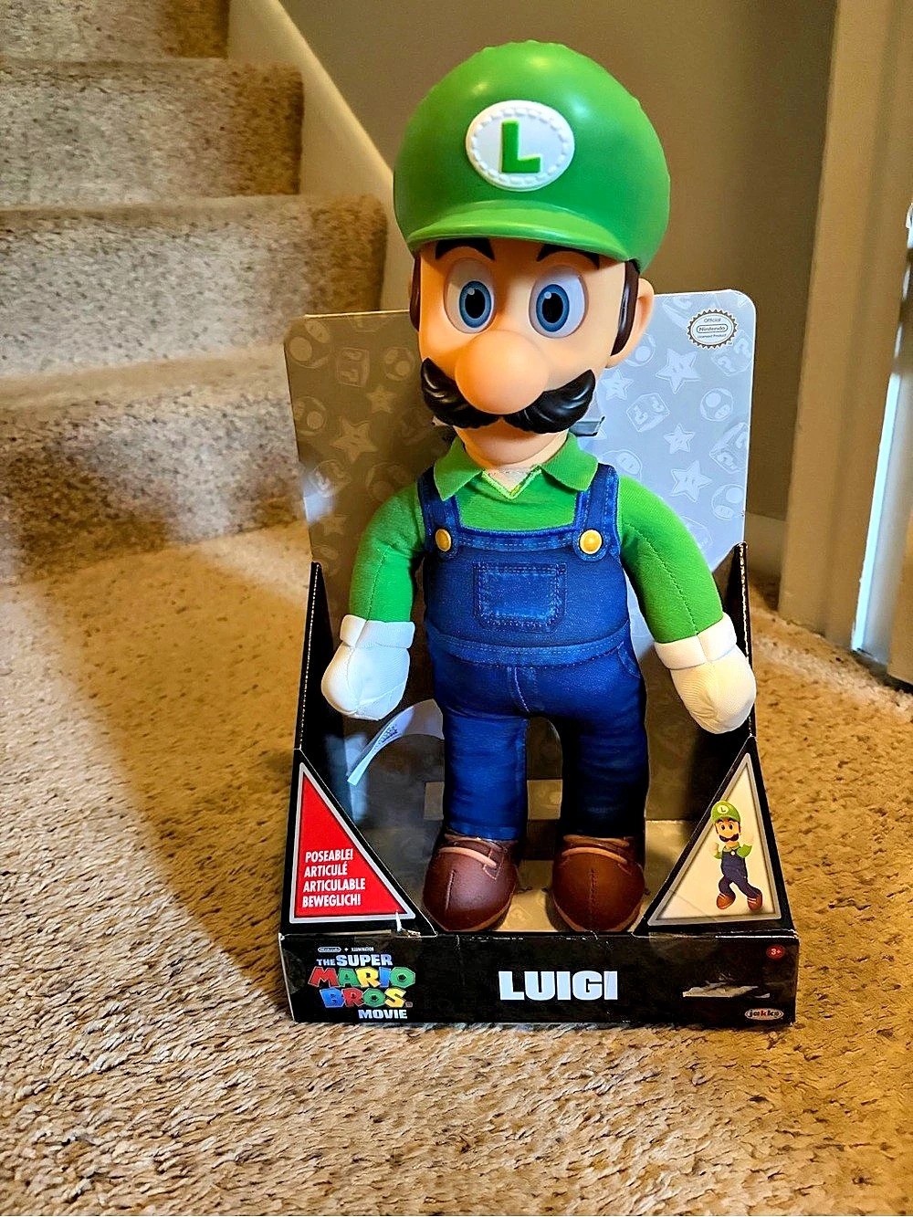 Nintendo Super Mario Bros. Movie Luigi Pose-able Plush in Green & Blue New